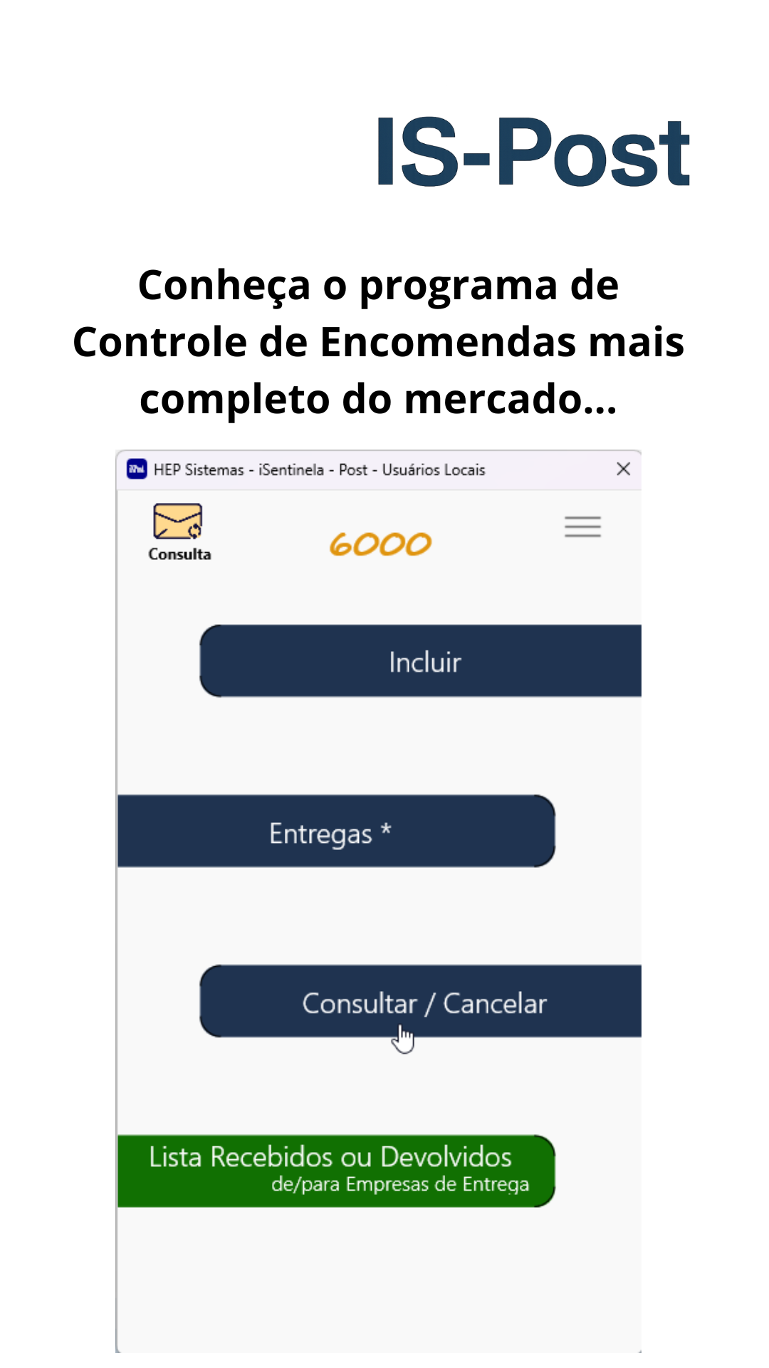 Tela: software completo para portaria