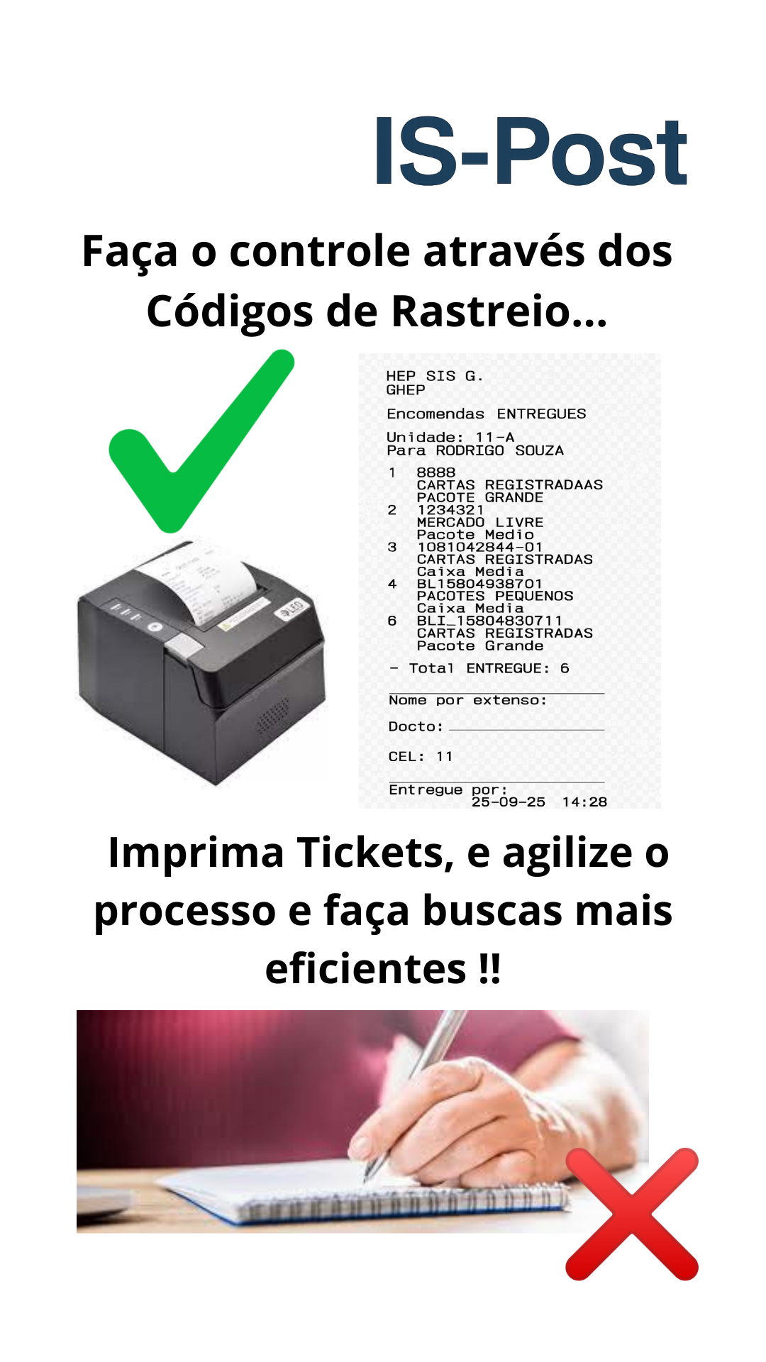 Tela: impressão de tickets e rastreabilidade
